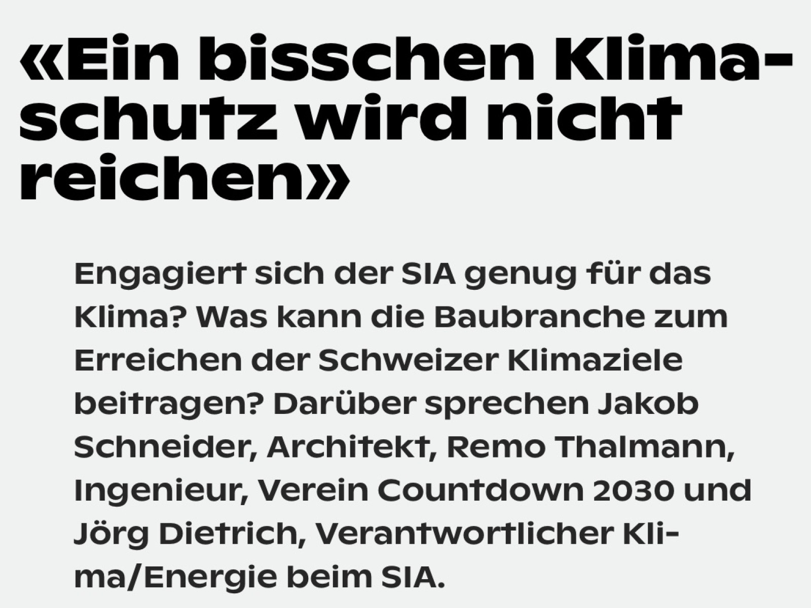 «Ein bisschen Klimaschutz wird nicht reichen»