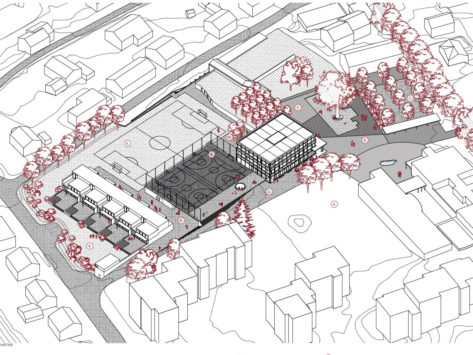 Wettbewerb Erweiterung Schulanlage Widen: 2. Rang